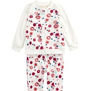 Baby's 2-Pc. Flower-Print Full Zip Jacket & Pants